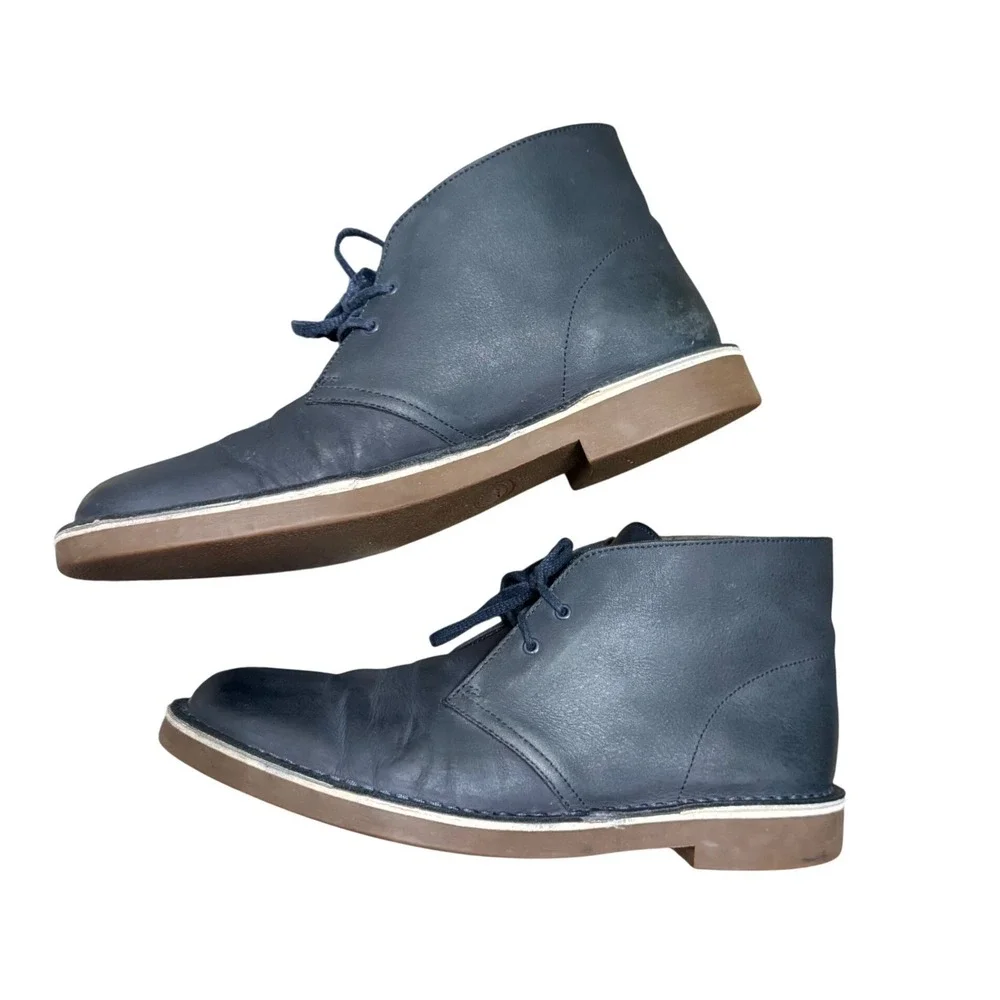 Clarks Bushacre 2 Chukka Boots Mens 12‎ Navy Blue Leather 18522